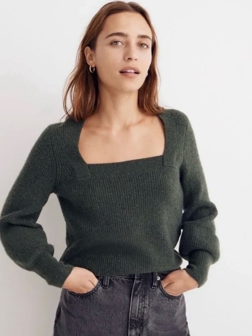 Madewell Green Square Neck Sweater